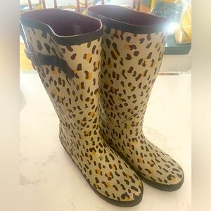 LL Bean Wellies leopard print, size 11